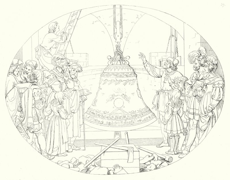 Ilustrace k Schillerově Lied von der Glocke, aneb The Song Of The Bell (rytina) od Friedrich August Moritz Retzsch