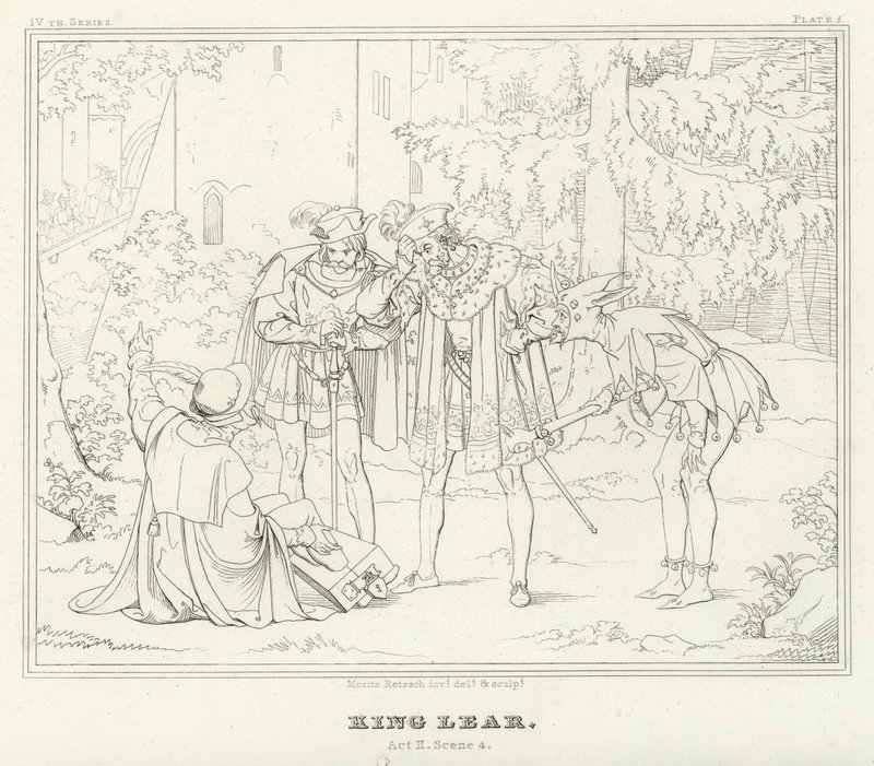 Král Lear, dějství II, scéna 4 (rytina) od Friedrich August Moritz Retzsch