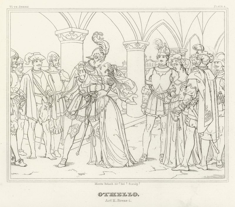 Othello, dějství II, scéna 1 (rytina) od Friedrich August Moritz Retzsch