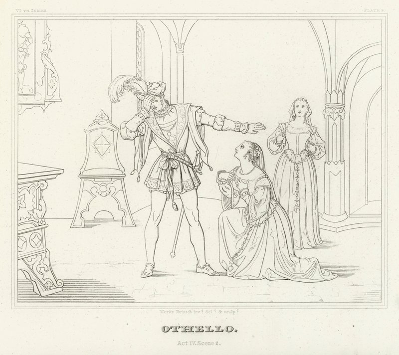 Othello, dějství IV, scéna 2 (rytina) od Friedrich August Moritz Retzsch