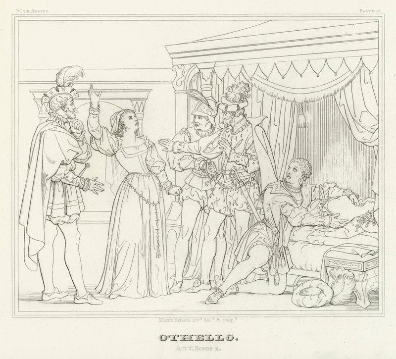 Othello, dějství V, scéna 2 (rytina) od Friedrich August Moritz Retzsch