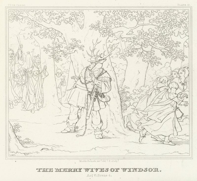 The Merry Wives of Windsor, Act V, Scéna 4 (rytina) od Friedrich August Moritz Retzsch