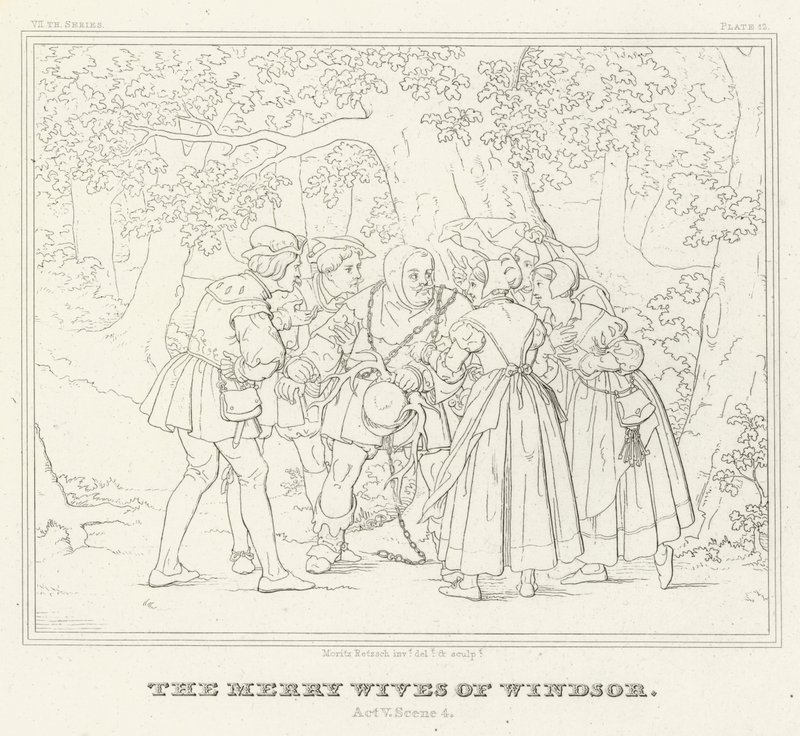 The Merry Wives of Windsor, Act V, Scéna 4 (rytina) od Friedrich August Moritz Retzsch