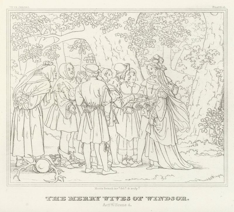 The Merry Wives of Windsor, Act V, Scéna 4 (rytina) od Friedrich August Moritz Retzsch