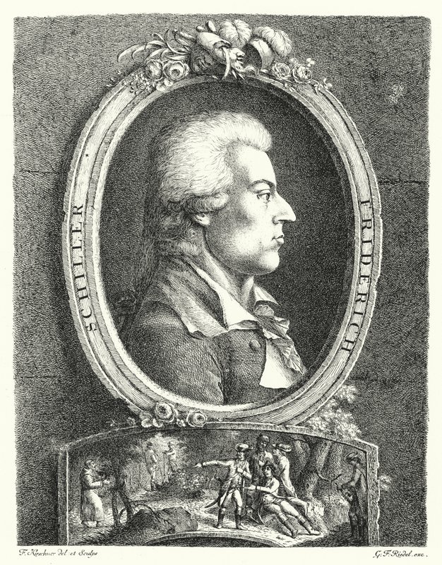 Friedrich Schiller , německý básník, dramatik a filozof (rytina) od Friedrich Kirschner