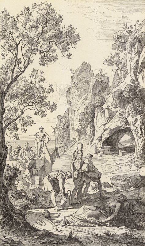 Odysseův návrat domů na Ithaku (rytina) od Friedrich the Elder Preller
