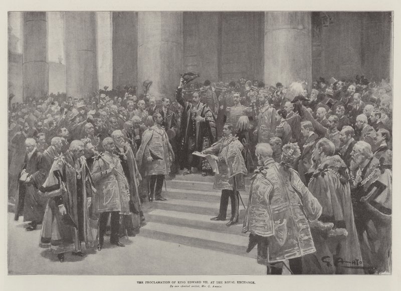 Provolání krále Edwarda VII, na Royal Exchange od G.S. Amato