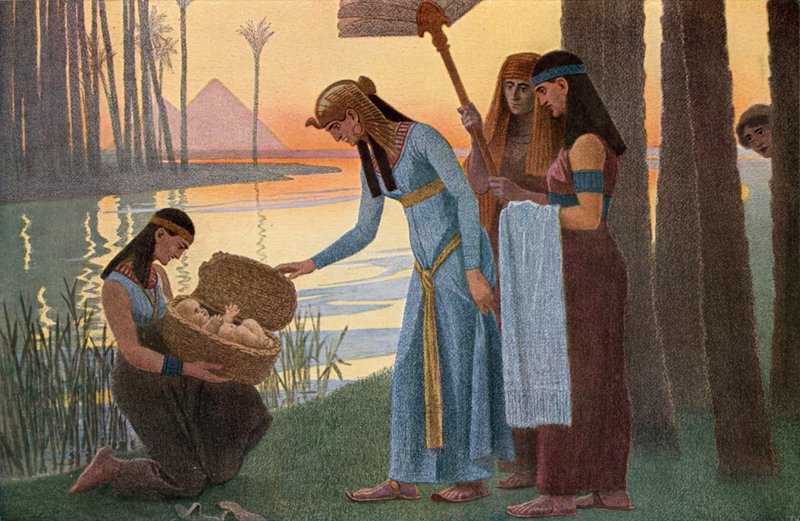 Objev malého Mojžíše v sítin v Egyptě od Gebhard Fugel