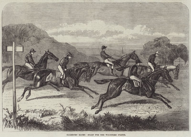 Závody v Salisbury, start pro Wiltshire Stakes od George Bouverie Goddard