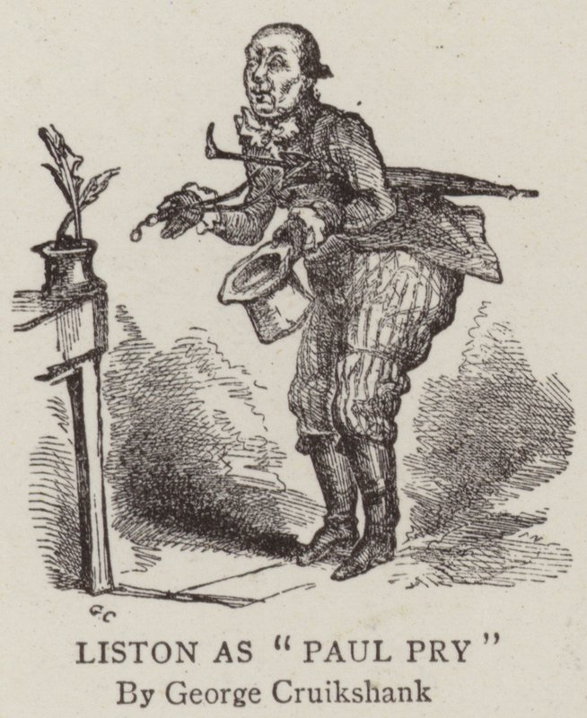 Liston jako Paul Pry od George Cruikshank