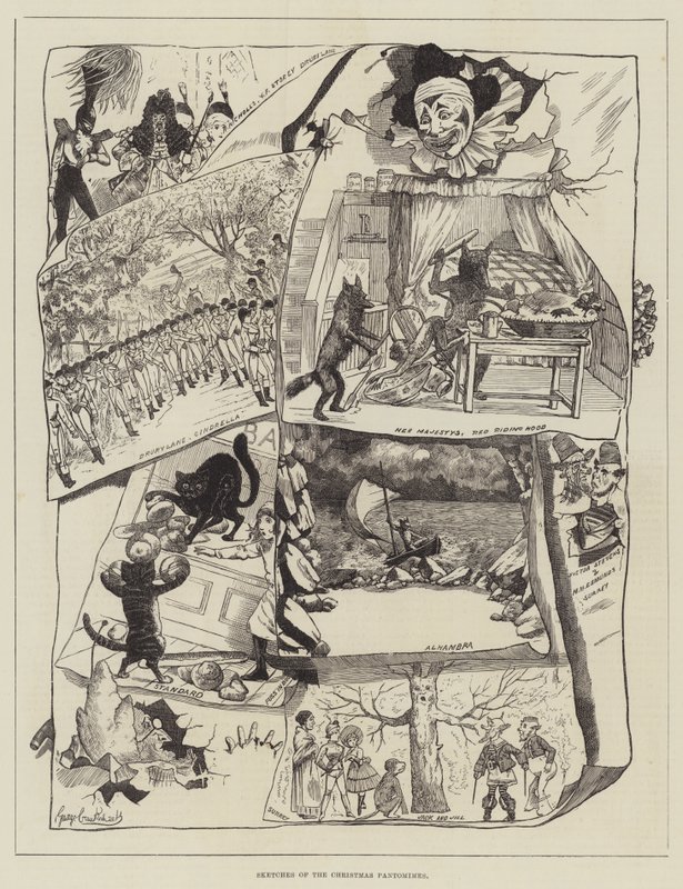 Náčrtky vánoční pantomimy od George Cruikshank