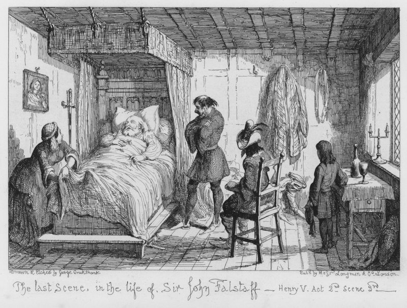 Poslední scéna v životě sira Johna Falstaffa od George Cruikshank