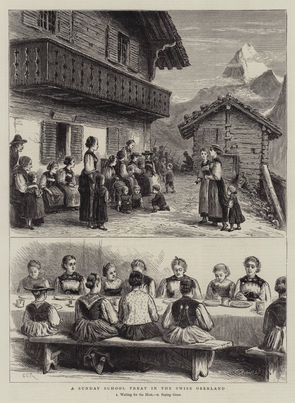 Pochoutka z nedělní školy ve švýcarském Oberlandu od George Goodwin Kilburne
