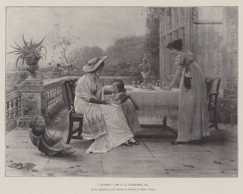 Teta, na výstavě Institutu malířů akvarelem od George Goodwin Kilburne