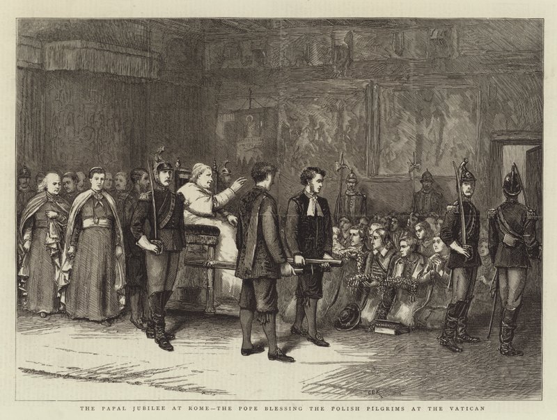 Papežské jubileum v Římě, papež požehnání polským poutníkům ve Vatikánu od George Goodwin Kilburne
