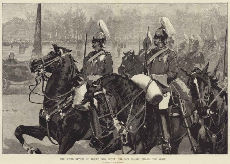 Royal Review of Troops from Egypt, Life Guards pasing Queen od George L. Seymour