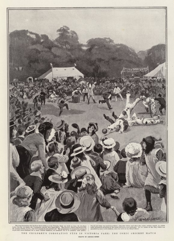 Dětská korunovační slavnost ve Victoria Parku, Comic Cricket Match od George Soper