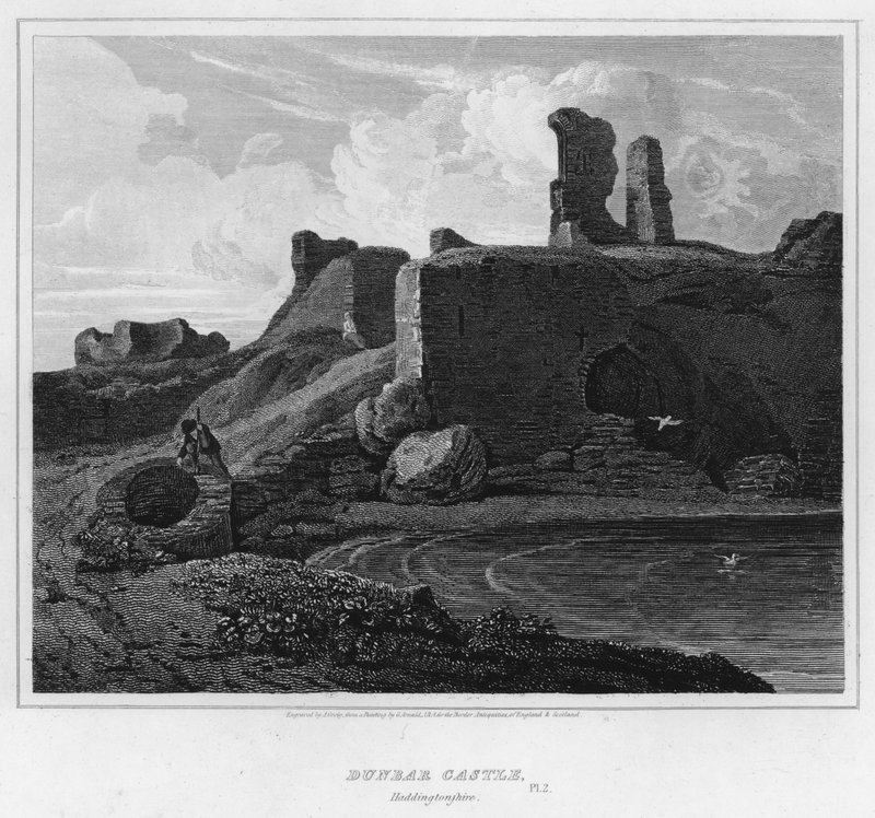 Dunbar Castle, Haddingtonshire (rytina) od George (after) Arnald