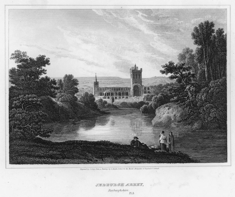 Jedburgh Abbey, Roxburghshire (rytina) od George (after) Arnald