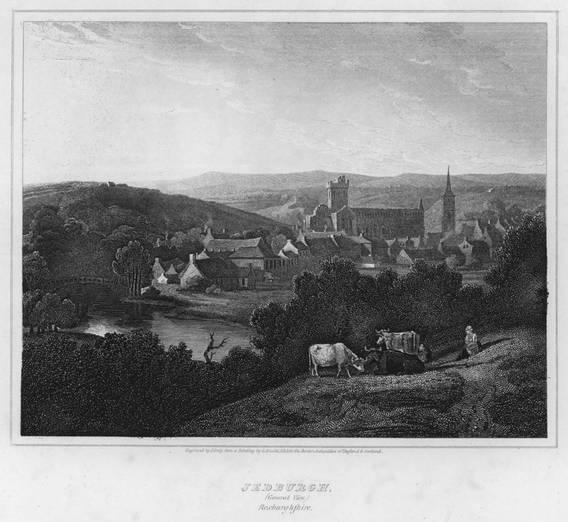 Jedburgh, General View, Roxburghshire (rytina) od George (after) Arnald