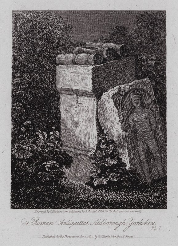 Římské starožitnosti, Aldborough, Yorkshire (rytina) od George (after) Arnald