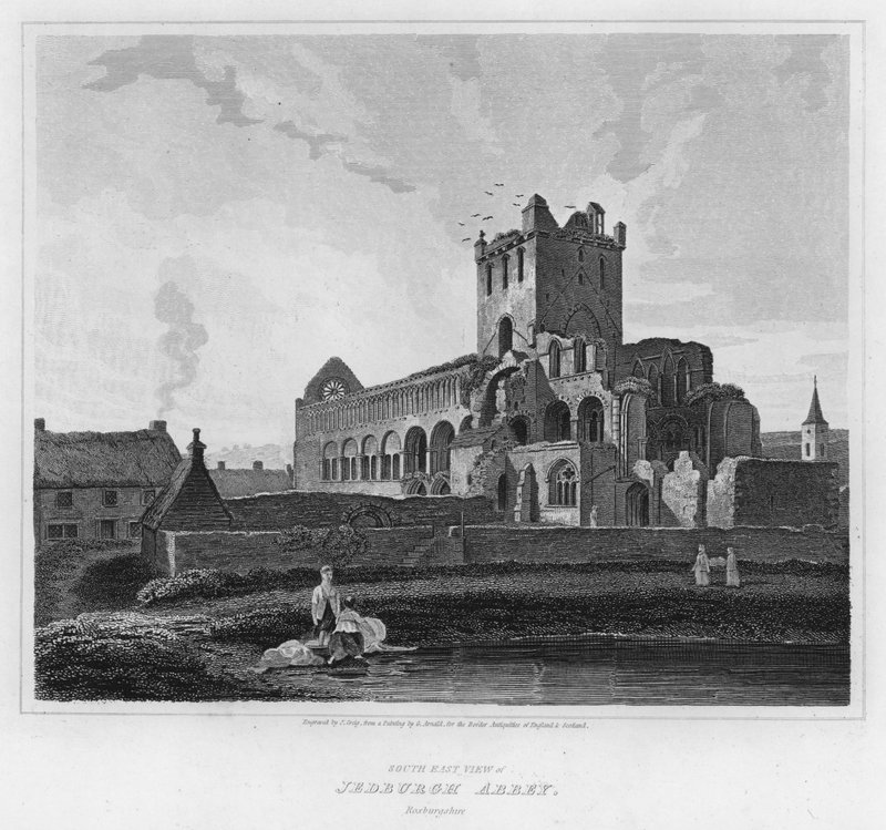 South East View of Jedburgh Abbey, Roxburghshire (rytina) od George (after) Arnald