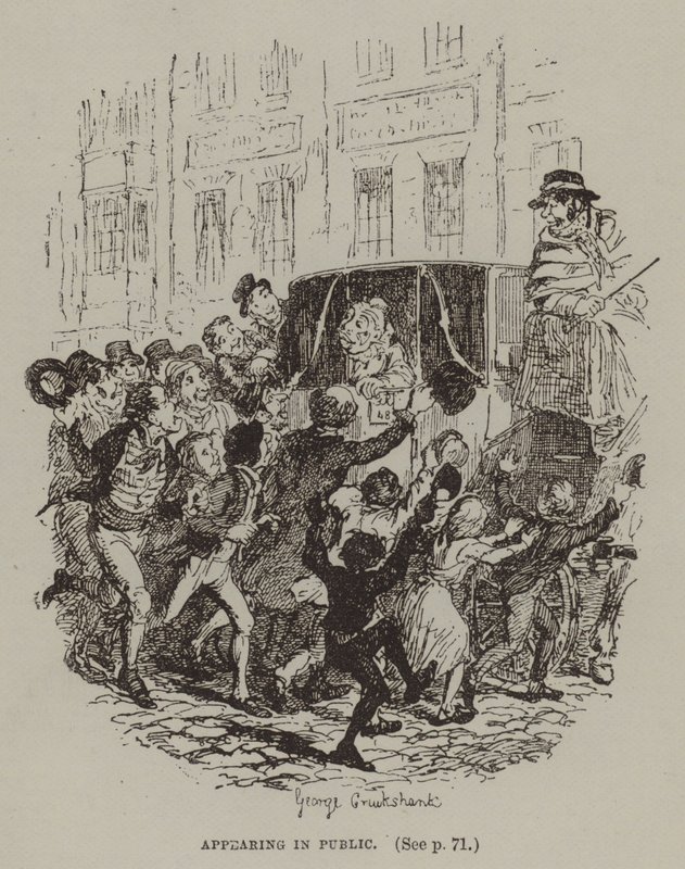 Vystupování na veřejnosti (rytina) od George (after) Cruikshank