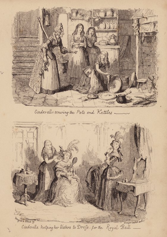 Popelka a skleněný střevíček (rytina) od George (after) Cruikshank