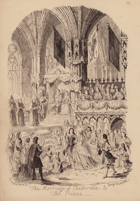 Popelka a skleněný střevíček (rytina) od George (after) Cruikshank