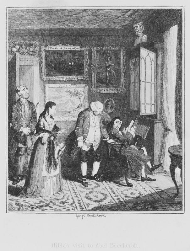 Návštěva Hildy u Abela Beechcrofta (rytina) od George (after) Cruikshank