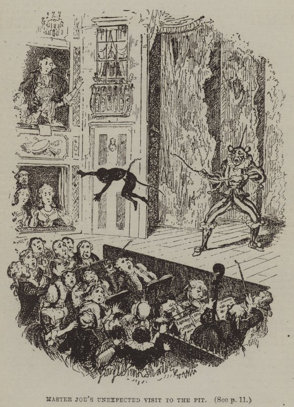 Neočekávaná návštěva mistra Joea v jámě (rytina) od George (after) Cruikshank