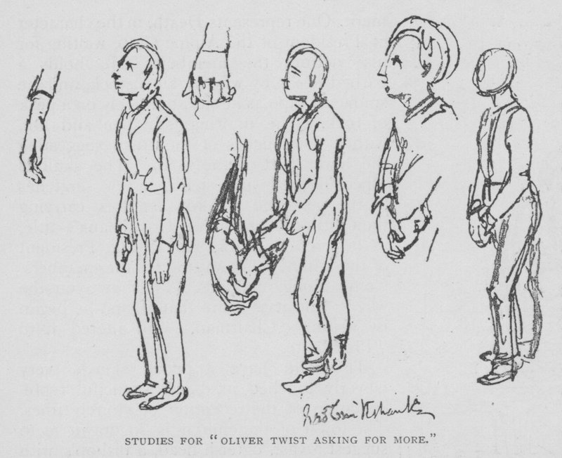 Studie pro "Oliver Twist žádá více" (rytina) od George (after) Cruikshank