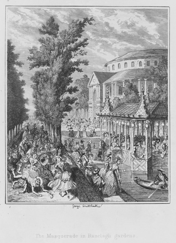 Maškaráda v zahradách Ranelagh (rytina) od George (after) Cruikshank