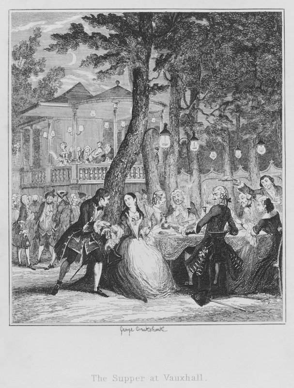 Večeře ve Vauxhallu (rytina) od George (after) Cruikshank