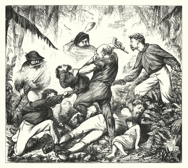 Souboj pušek v Arkansasu (rytina) od George (after) Du Maurier