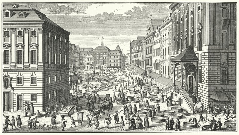 Pohled na Vídeň v roce 1725 (rytina) od George (after) Du Maurier