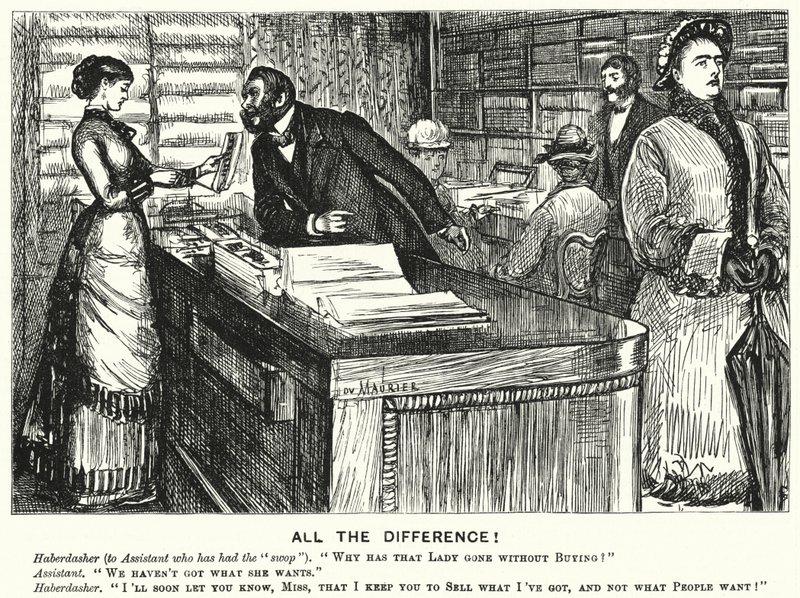 Punch cartoon: All the Difference! (rytina) od George (after) Du Maurier