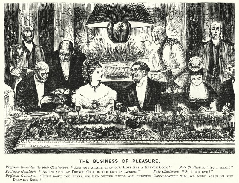 Punch cartoon: The Business of Pleasure (rytina) od George (after) Du Maurier