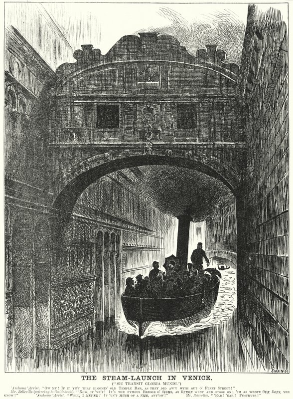 Punch cartoon: The Steam Launch in Venice (rytina) od George (after) Du Maurier