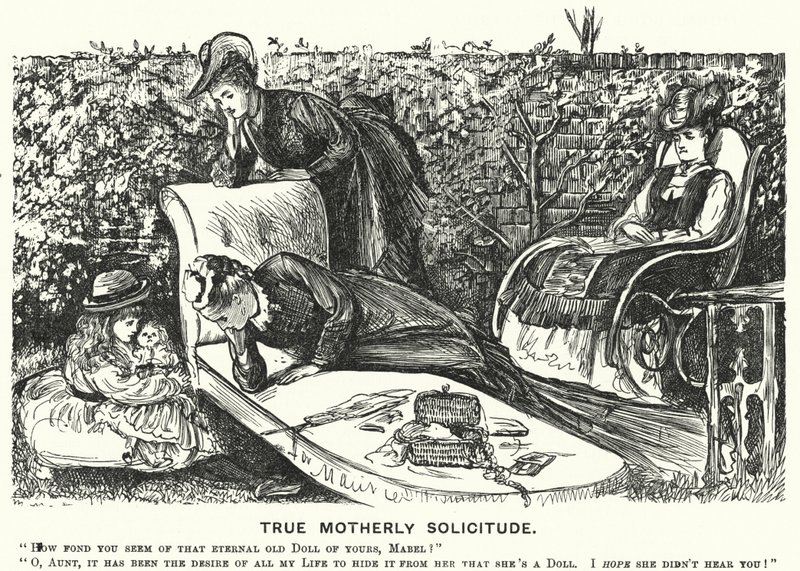 Punch cartoon: True Motherly Solicitude (rytina) od George (after) Du Maurier