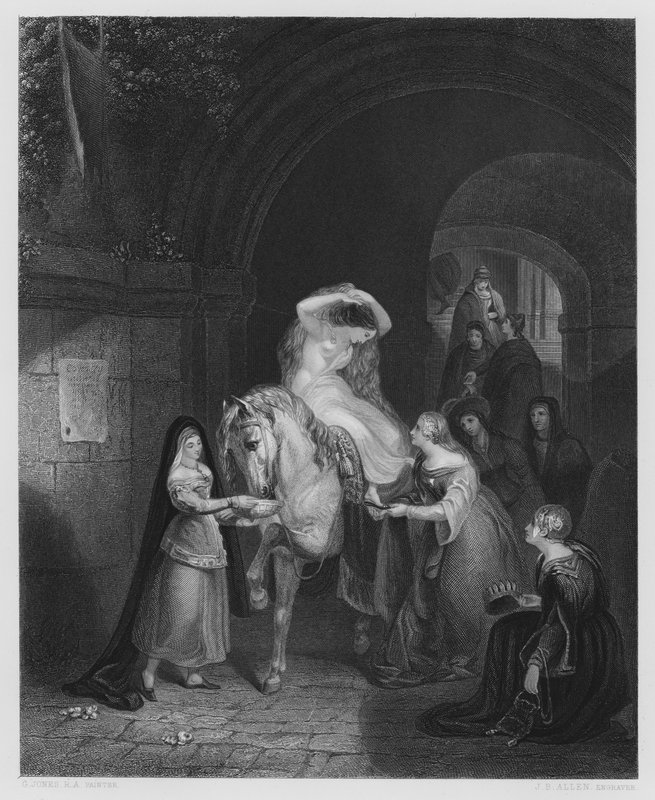 Lady Godiva, z obrázku v galerii Vernon (rytina) od George (after) Jones