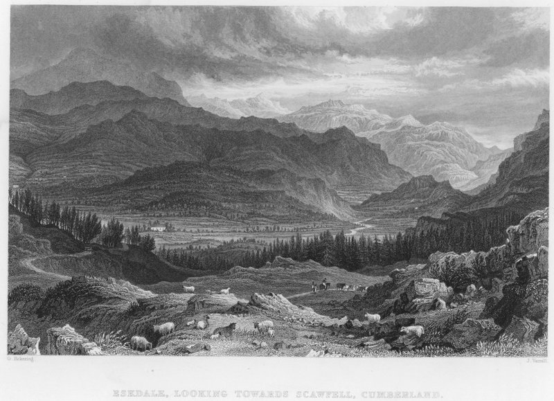 Eskdale, Looking Towards Scawfell, Cumberland (rytina) od George (after) Pickering
