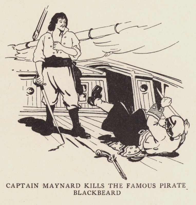 Kapitán Maynard zabije slavného piráta Blackbearda od George Alfred Williams