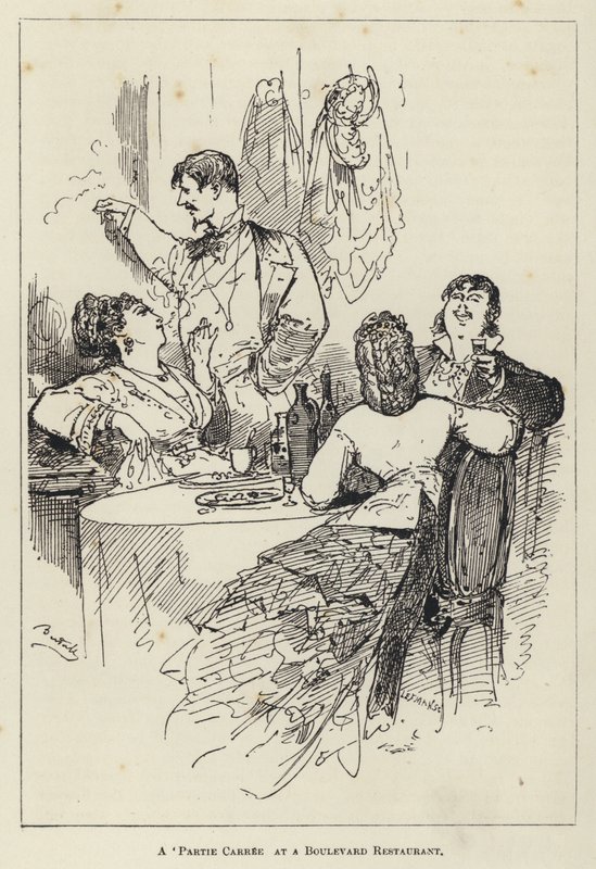 „Partie Carree“ v restauraci Boulevard (rytina) od George Augustus Sala