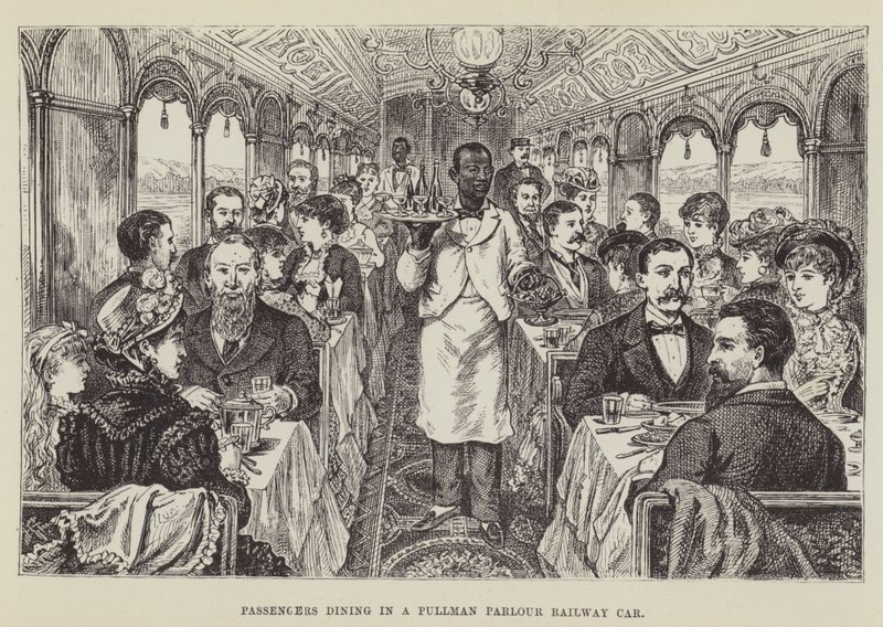 Cestující ve vlakovém voze Pullman Parlour od George Augustus Sala