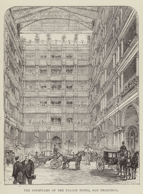 Nádvoří hotelu Palace, San Francisco od George Augustus Sala
