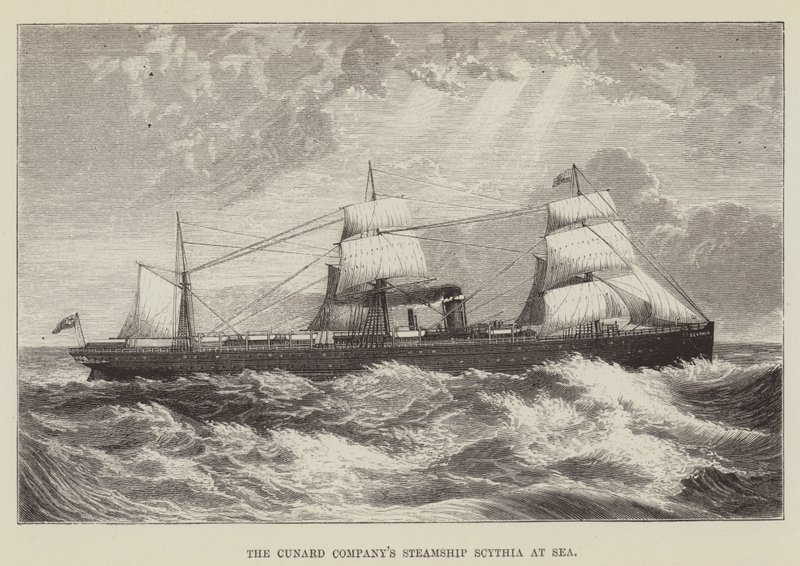 Parník Scythia společnosti Cunard Company na moři od George Augustus Sala