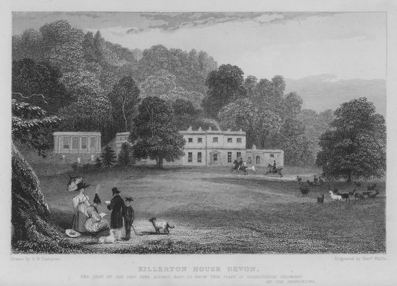 Killerton House, Devon (rytina) od George Bryant Campion