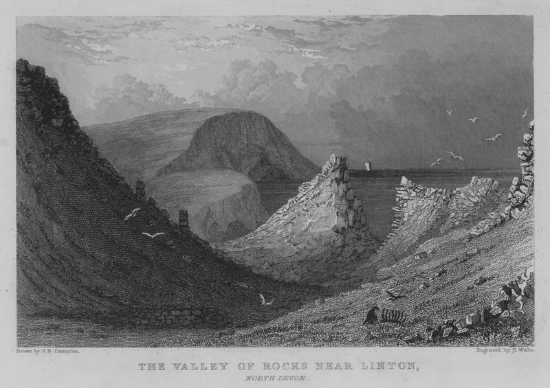 The Valley of Rocks poblíž Linton, North Devon (rytina) od George Bryant Campion