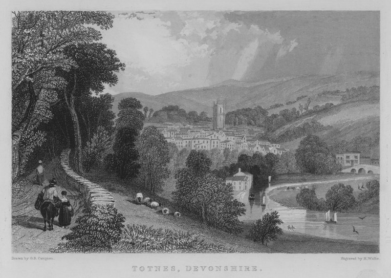 Totnes, Devonshire (rytina) od George Bryant Campion